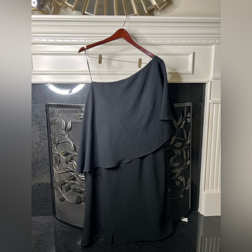 Black One Shoulder Knee Length Dress